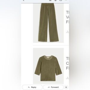 Suzie Kondi Juniper (olive green) Velour Top & Bottom Set!